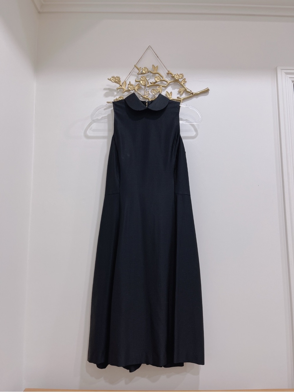 Emporio Armani Sleeveless Midi Dress in Black with Peter Pan Collar - Picture 1 of 1